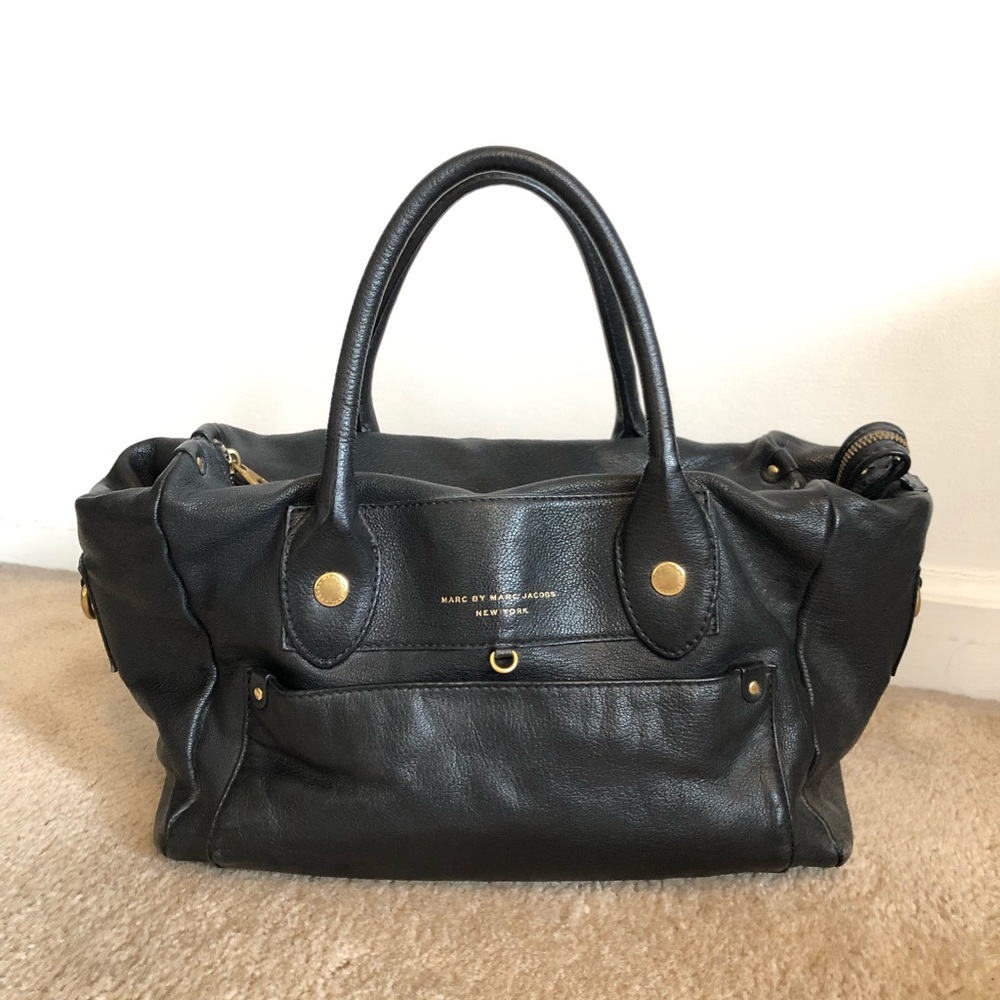 Marc Jacobs purse with leather strap and ID tag